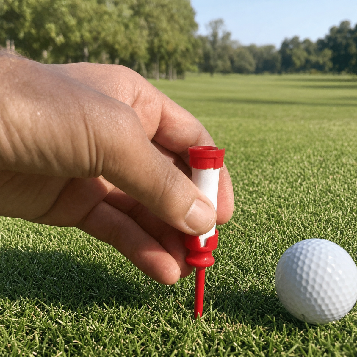 BoomFore golf tee placed in turf